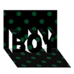 Polka Dots - Forest Green on Black BOY 3D Greeting Card (7x5)
