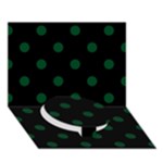 Polka Dots - Forest Green on Black Circle Bottom 3D Greeting Card (7x5)