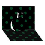 Polka Dots - Forest Green on Black Apple 3D Greeting Card (7x5)