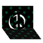 Polka Dots - Forest Green on Black Peace Sign 3D Greeting Card (7x5)