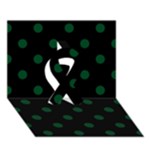Polka Dots - Forest Green on Black Ribbon 3D Greeting Card (7x5)