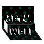 Polka Dots - Forest Green on Black Get Well 3D Greeting Card (7x5)