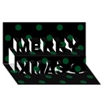 Polka Dots - Forest Green on Black Merry Xmas 3D Greeting Card (8x4)