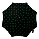 Polka Dots - Forest Green on Black Hook Handle Umbrella (Medium)