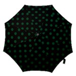 Polka Dots - Forest Green on Black Hook Handle Umbrella (Large)