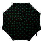 Polka Dots - Forest Green on Black Hook Handle Umbrella (Small)