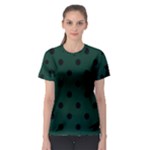 Polka Dots - Black on Deep Green Women s Sport Mesh Tee