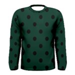 Polka Dots - Black on Deep Green Men s Long Sleeve T-shirt