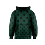 Polka Dots - Black on Deep Green Kid s Pullover Hoodie