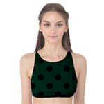 Polka Dots - Black on Deep Green Tank Bikini Top