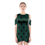 Polka Dots - Black on Deep Green Women s Cutout Shoulder Dress