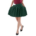 Polka Dots - Black on Deep Green A-Line Pocket Skirt