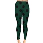 Polka Dots - Black on Deep Green Women s Leggings