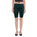 Polka Dots - Black on Deep Green Yoga Cropped Leggings
