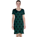 Polka Dots - Black on Deep Green Short Sleeve Nightdress