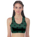 Polka Dots - Black on Deep Green Women s Sports Bra