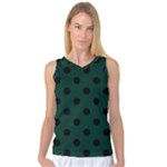 Polka Dots - Black on Deep Green Women s Basketball Tank Top