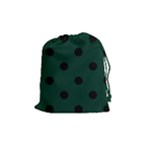 Polka Dots - Black on Deep Green Drawstring Pouch (M)