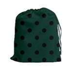 Polka Dots - Black on Deep Green Drawstring Pouch (XXl)