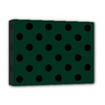 Polka Dots - Black on Deep Green Deluxe Canvas 16  x 12  (Stretched)