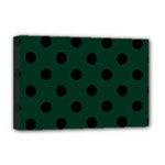 Polka Dots - Black on Deep Green Deluxe Canvas 18  x 12  (Stretched)