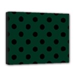Polka Dots - Black on Deep Green Deluxe Canvas 20  x 16  (Stretched)