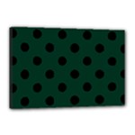 Polka Dots - Black on Deep Green Canvas 18  x 12  (Stretched)
