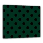 Polka Dots - Black on Deep Green Canvas 24  x 20  (Stretched)
