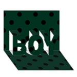 Polka Dots - Black on Deep Green BOY 3D Greeting Card (7x5)
