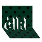 Polka Dots - Black on Deep Green GIRL 3D Greeting Card (7x5)
