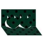Polka Dots - Black on Deep Green Twin Hearts 3D Greeting Card (8x4)