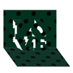 Polka Dots - Black on Deep Green LOVE 3D Greeting Card (7x5)