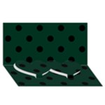 Polka Dots - Black on Deep Green Twin Heart Bottom 3D Greeting Card (8x4)