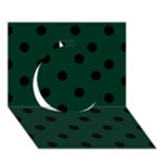 Polka Dots - Black on Deep Green Circle 3D Greeting Card (7x5)