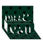 Polka Dots - Black on Deep Green Miss You 3D Greeting Card (7x5)