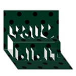 Polka Dots - Black on Deep Green You Did It 3D Greeting Card (7x5)