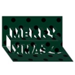 Polka Dots - Black on Deep Green Merry Xmas 3D Greeting Card (8x4)