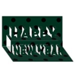 Polka Dots - Black on Deep Green Happy New Year 3D Greeting Card (8x4)