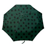 Polka Dots - Black on Deep Green Folding Umbrella
