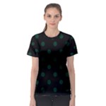 Polka Dots - Deep Green on Black Women s Sport Mesh Tee