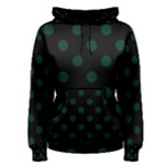 Polka Dots - Deep Green on Black Women s Pullover Hoodie