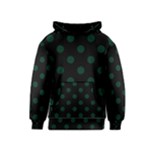 Polka Dots - Deep Green on Black Kid s Pullover Hoodie