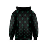 Polka Dots - Deep Green on Black Kid s Zipper Hoodie