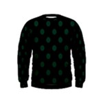 Polka Dots - Deep Green on Black Kid s Sweatshirt