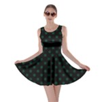 Polka Dots - Deep Green on Black Skater Dress