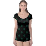 Polka Dots - Deep Green on Black Boyleg Leotard (Ladies)