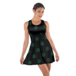 Polka Dots - Deep Green on Black Cotton Racerback Dress