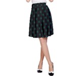Polka Dots - Deep Green on Black A-Line Skirt