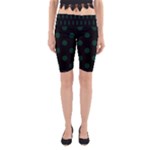 Polka Dots - Deep Green on Black Yoga Cropped Leggings