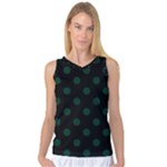 Polka Dots - Deep Green on Black Women s Basketball Tank Top